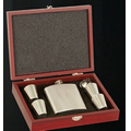 Stainless Steel 6 Oz. Flask Gift Set w/ Cherry Wood Box